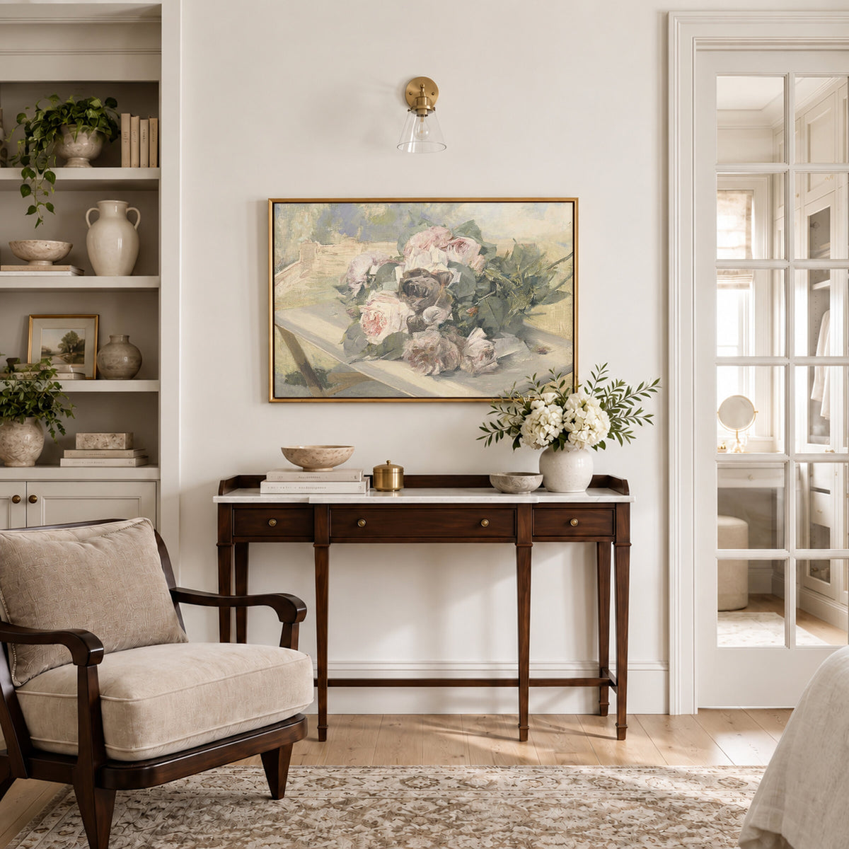 Antique Roses on a Table wall art