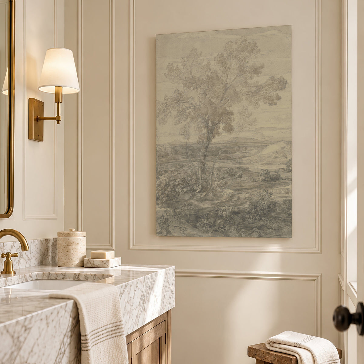 Lone Tree Landscape Sketch wall art