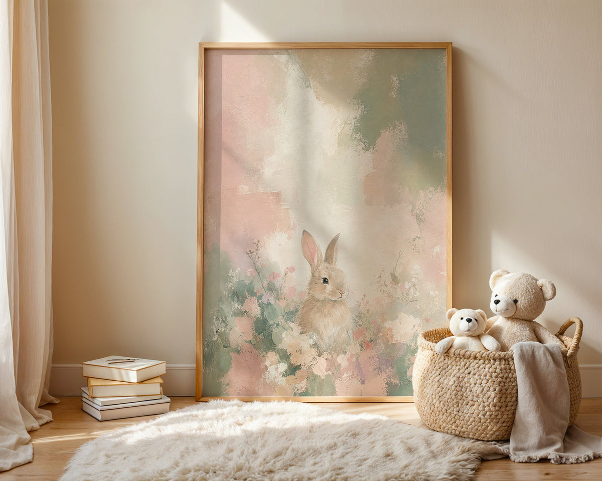 Pastel Floral Bunny wall art