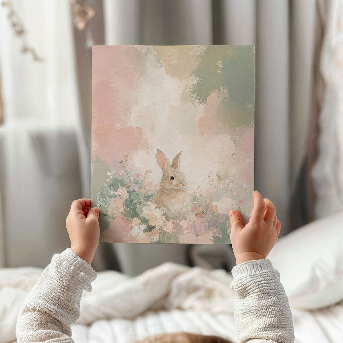 Pastel Floral Bunny wall art