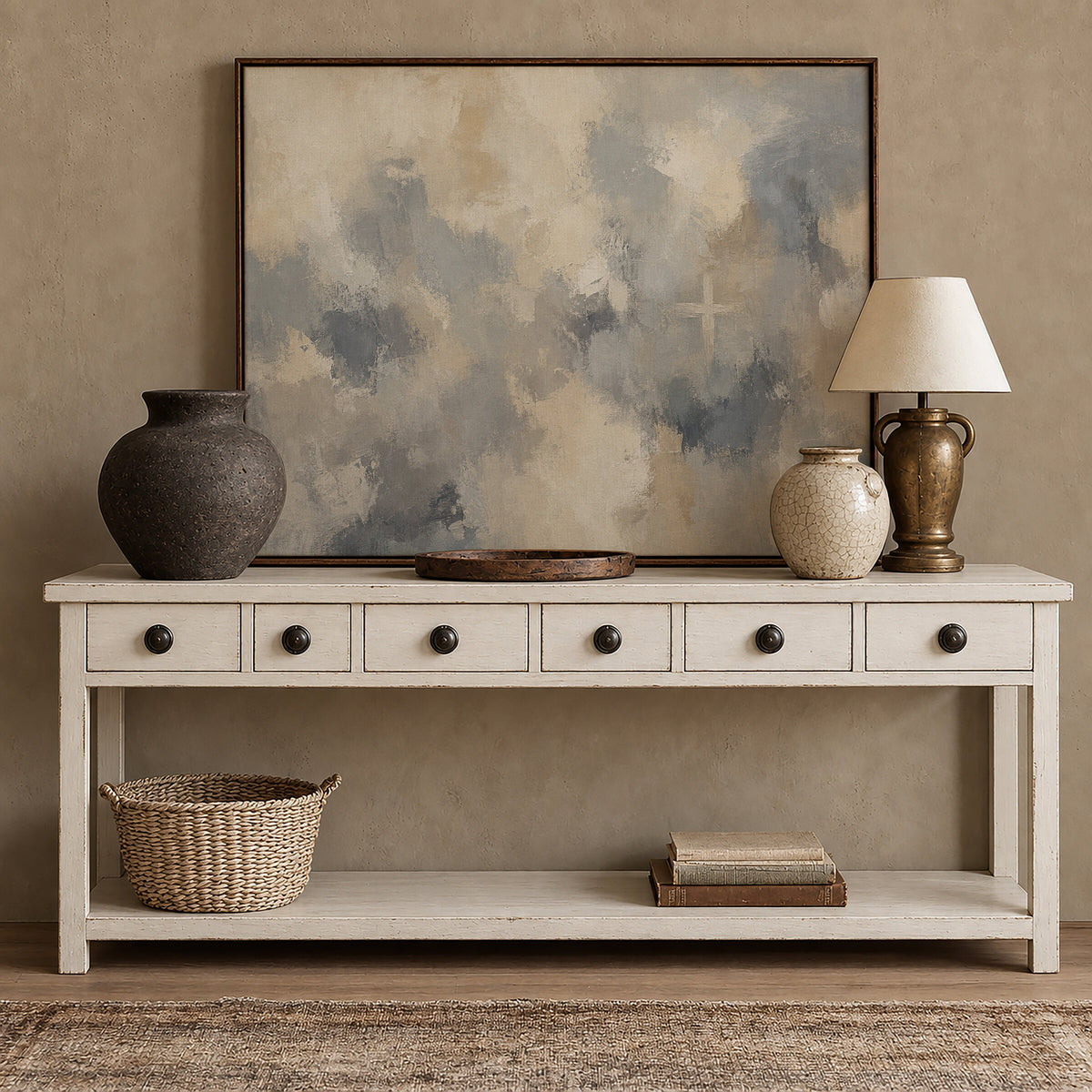 Abstract Cross Blue Gray wall art