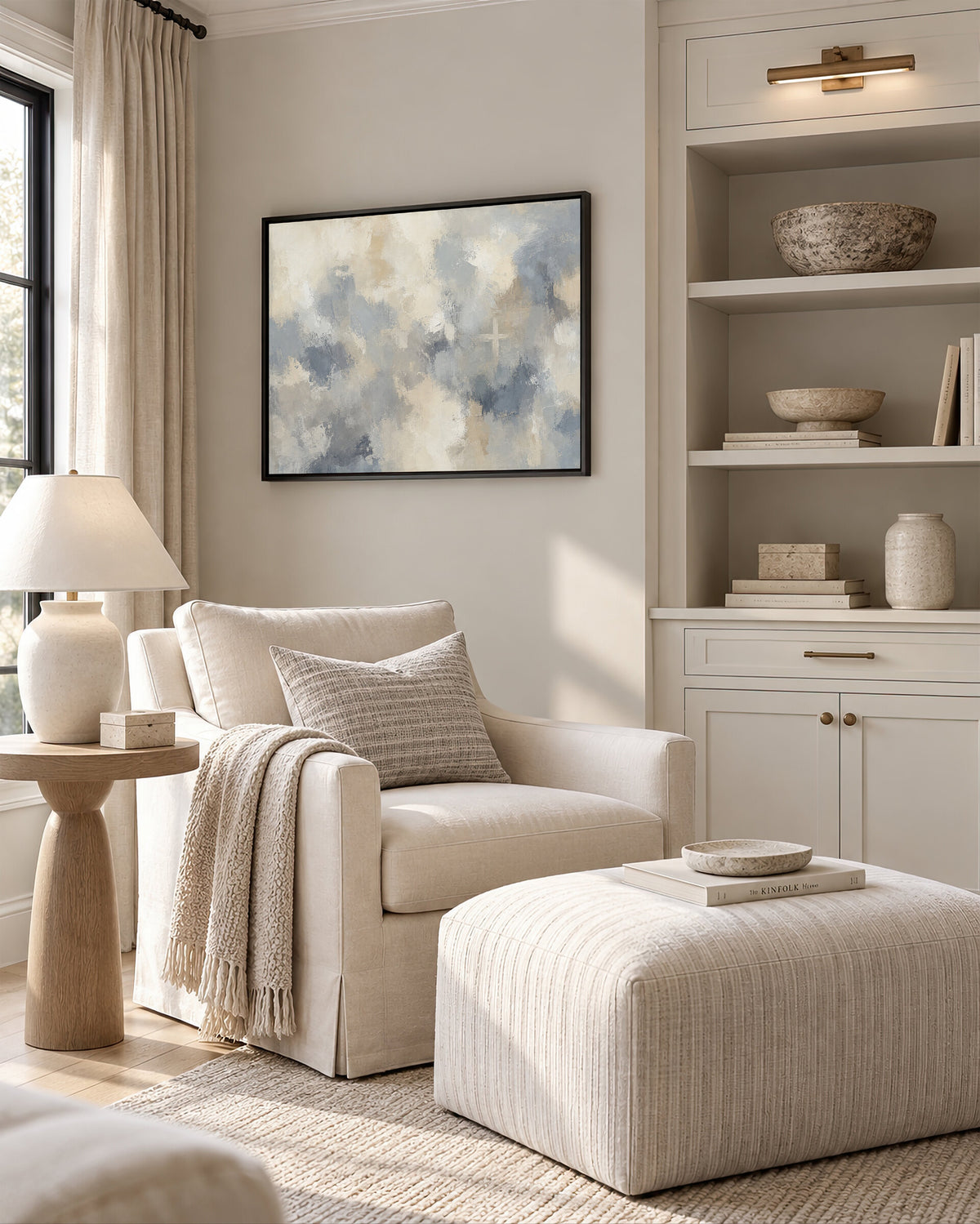 Abstract Cross Blue Gray wall art