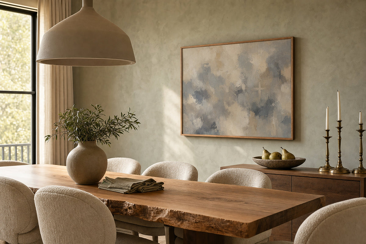 Abstract Cross Blue Gray wall art