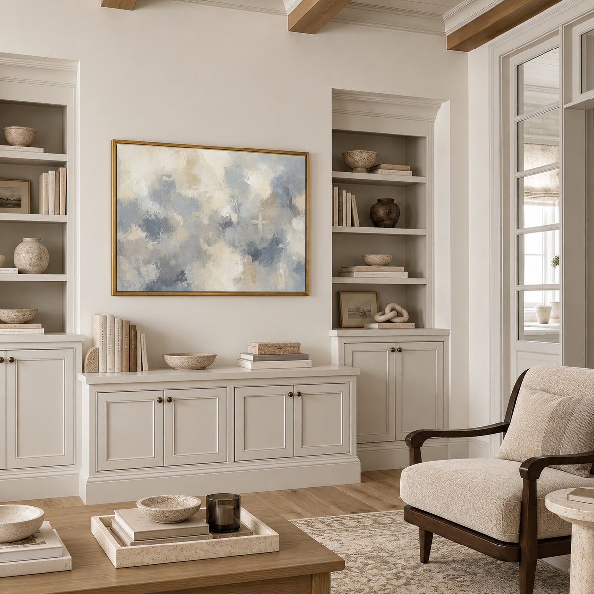 Abstract Cross Blue Gray wall art
