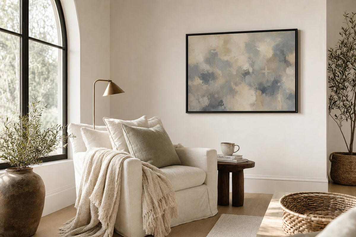 Abstract Cross Blue Gray wall art
