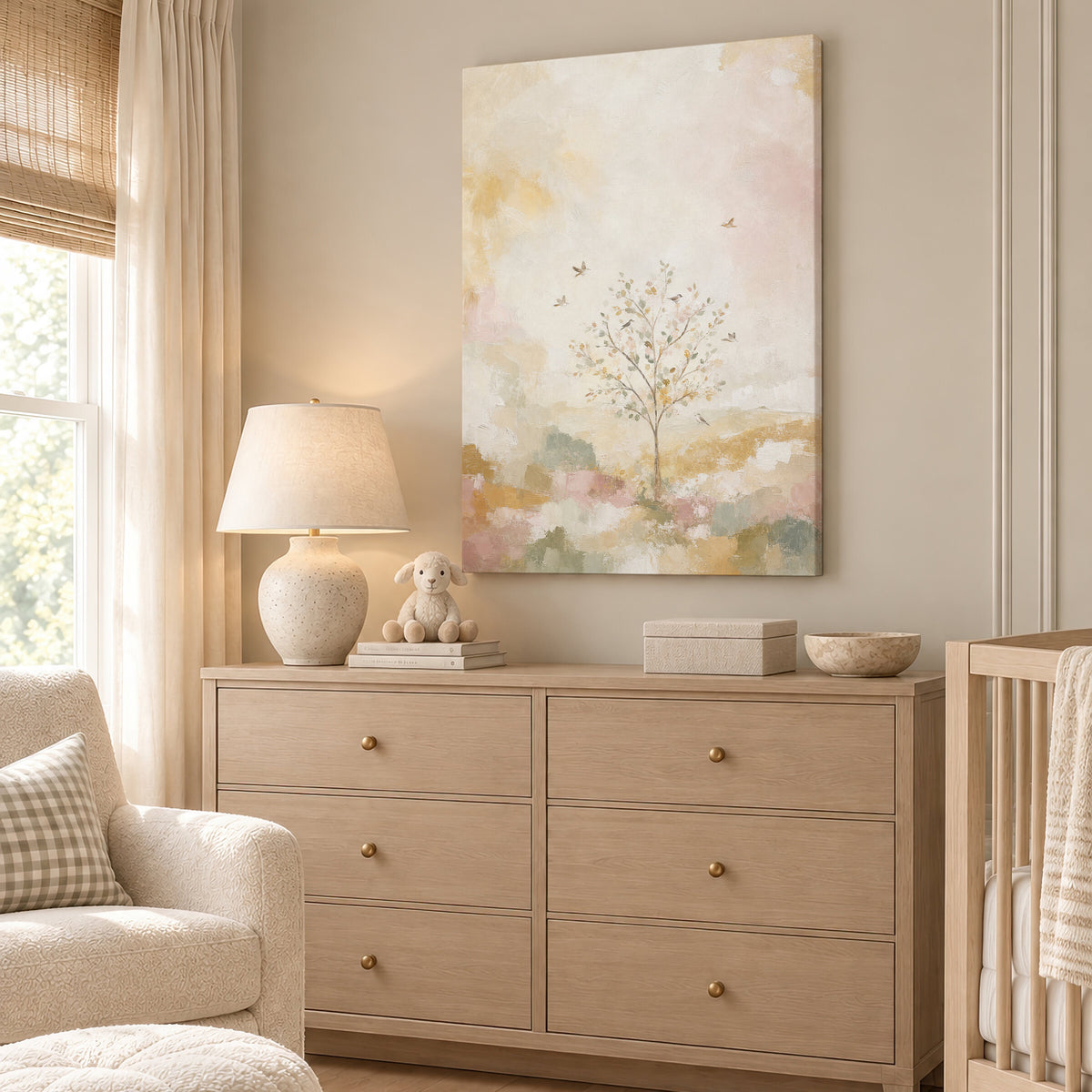 Pastel Tree with Birds wall art