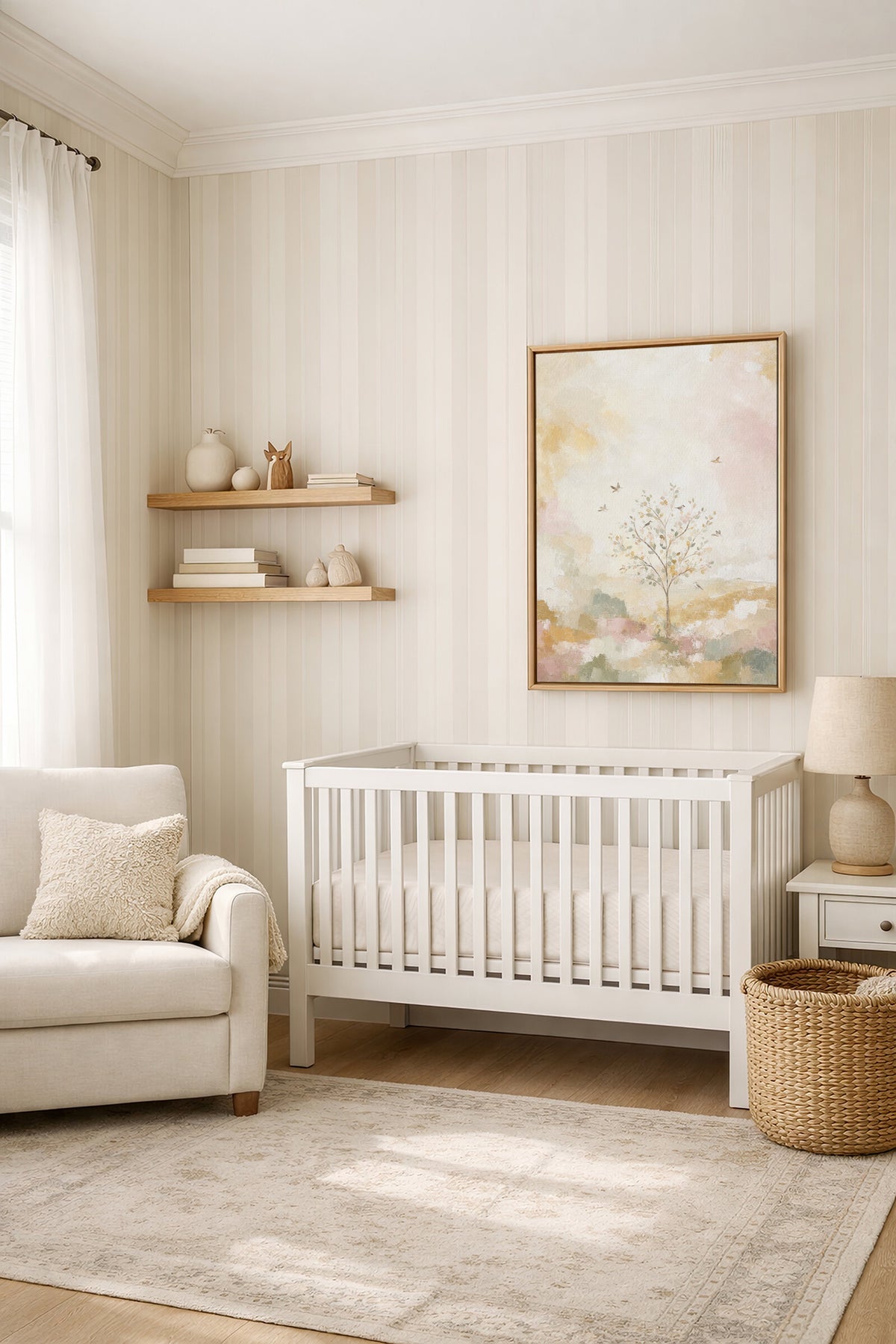Pastel Tree with Birds wall art