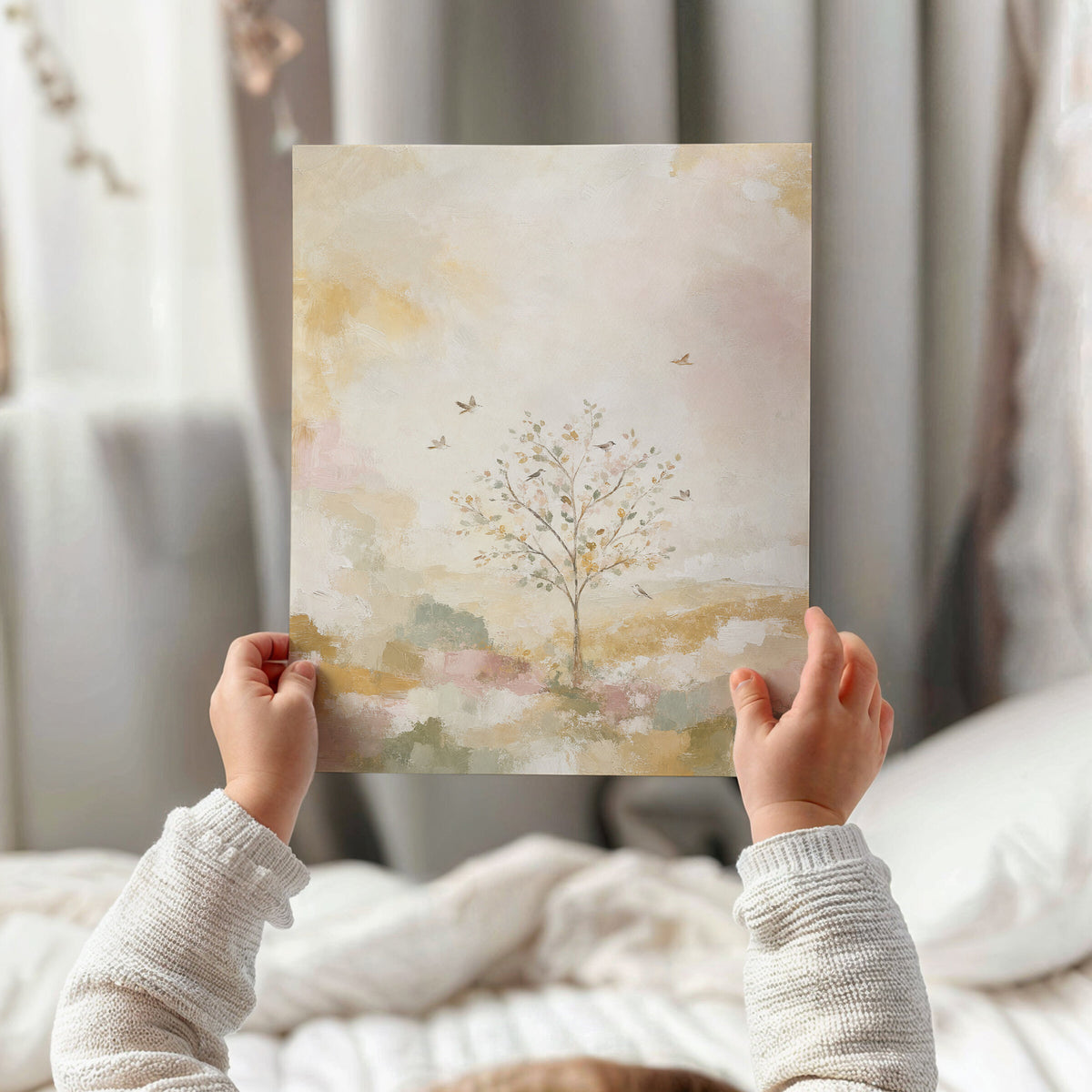Pastel Tree with Birds wall art