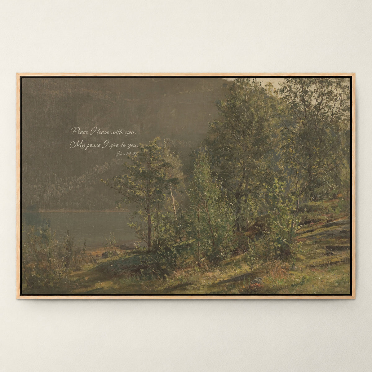 Olive Woodland Lake wall art