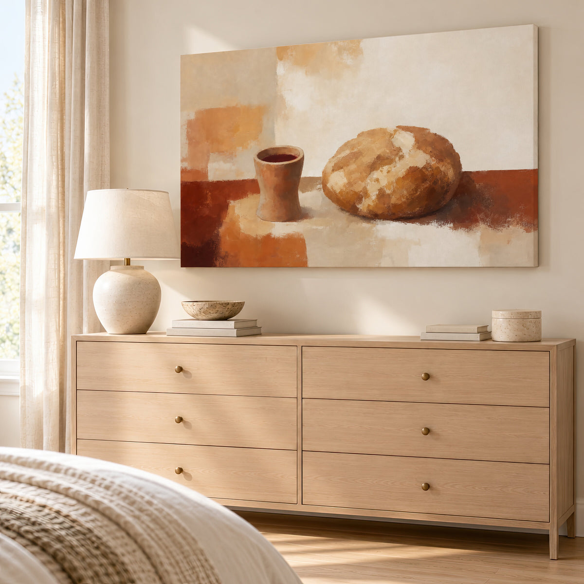 Bread and Cup Terracotta wall art