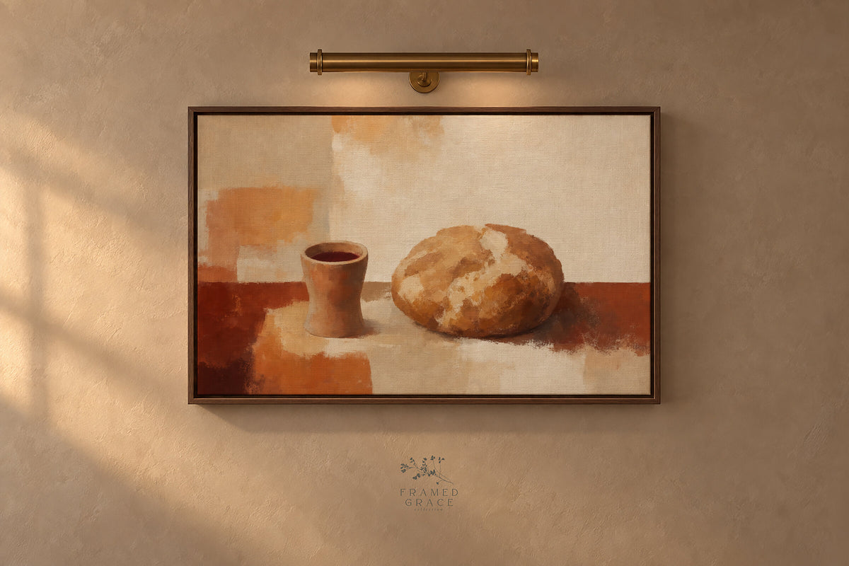 Bread and Cup Terracotta wall art