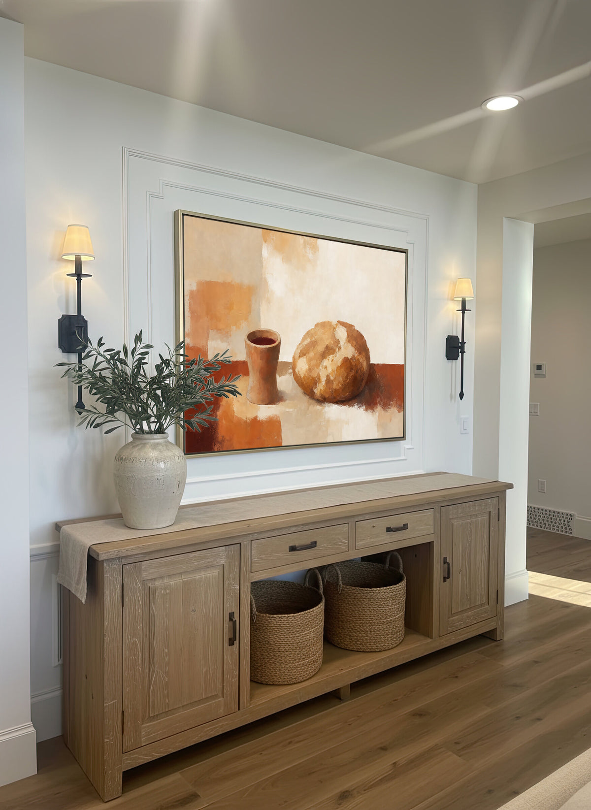 Bread and Cup Terracotta wall art