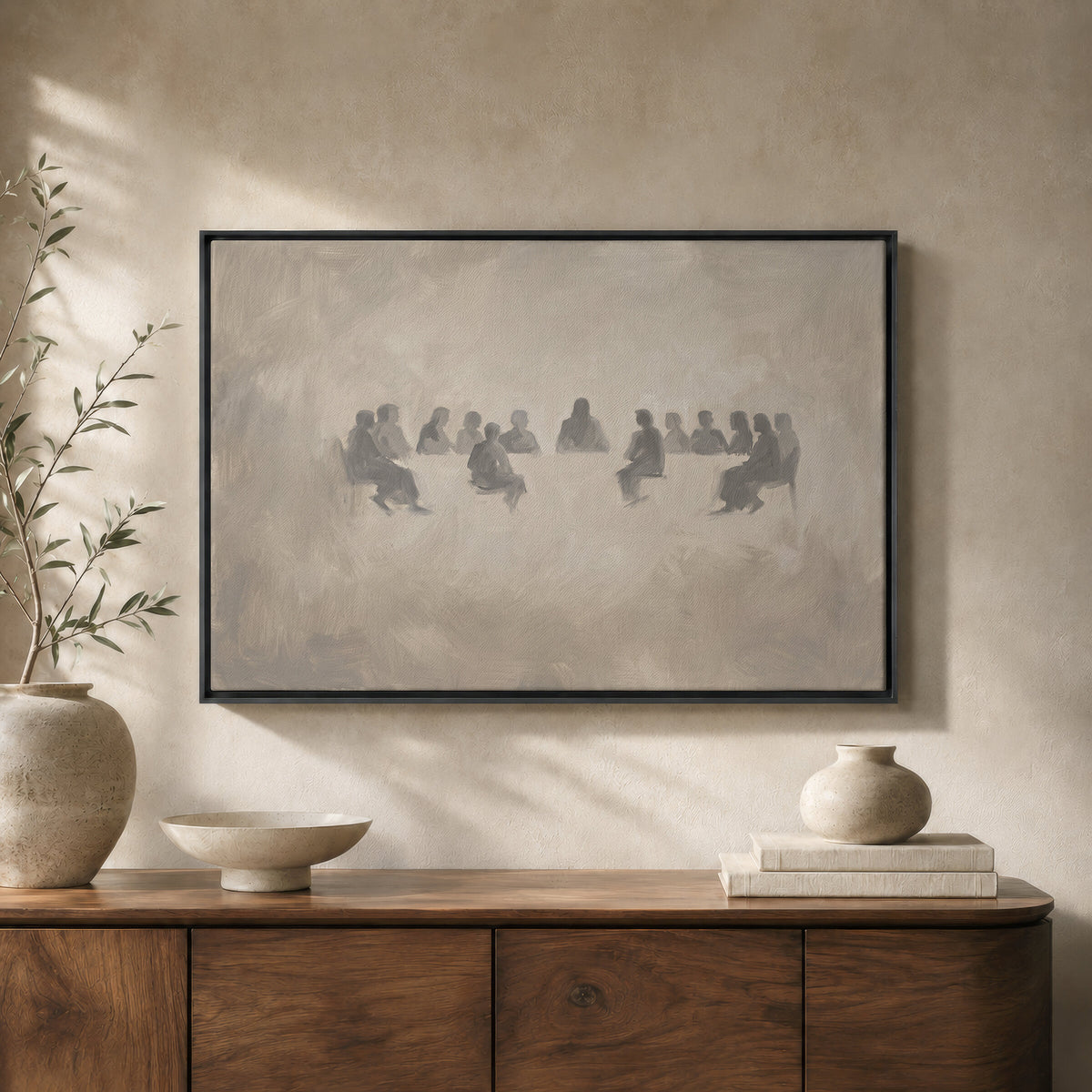 Last Supper Gathering in Grey wall art