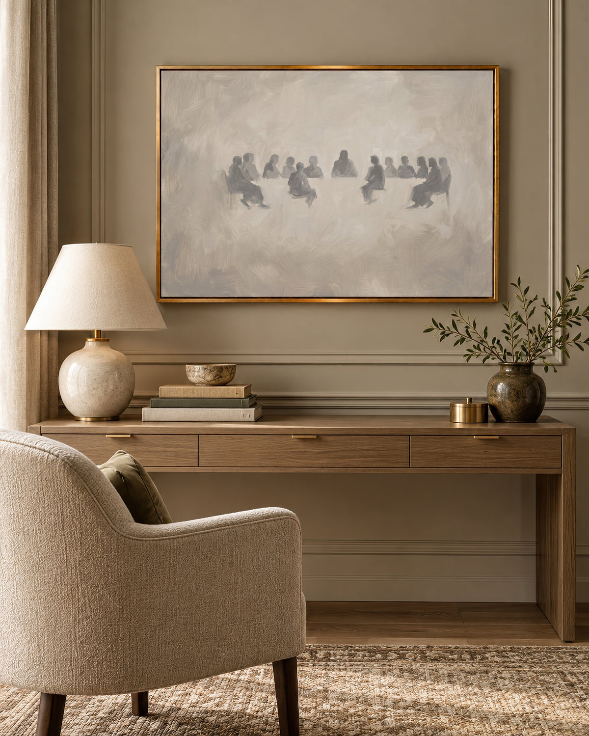 Last Supper Gathering in Grey wall art
