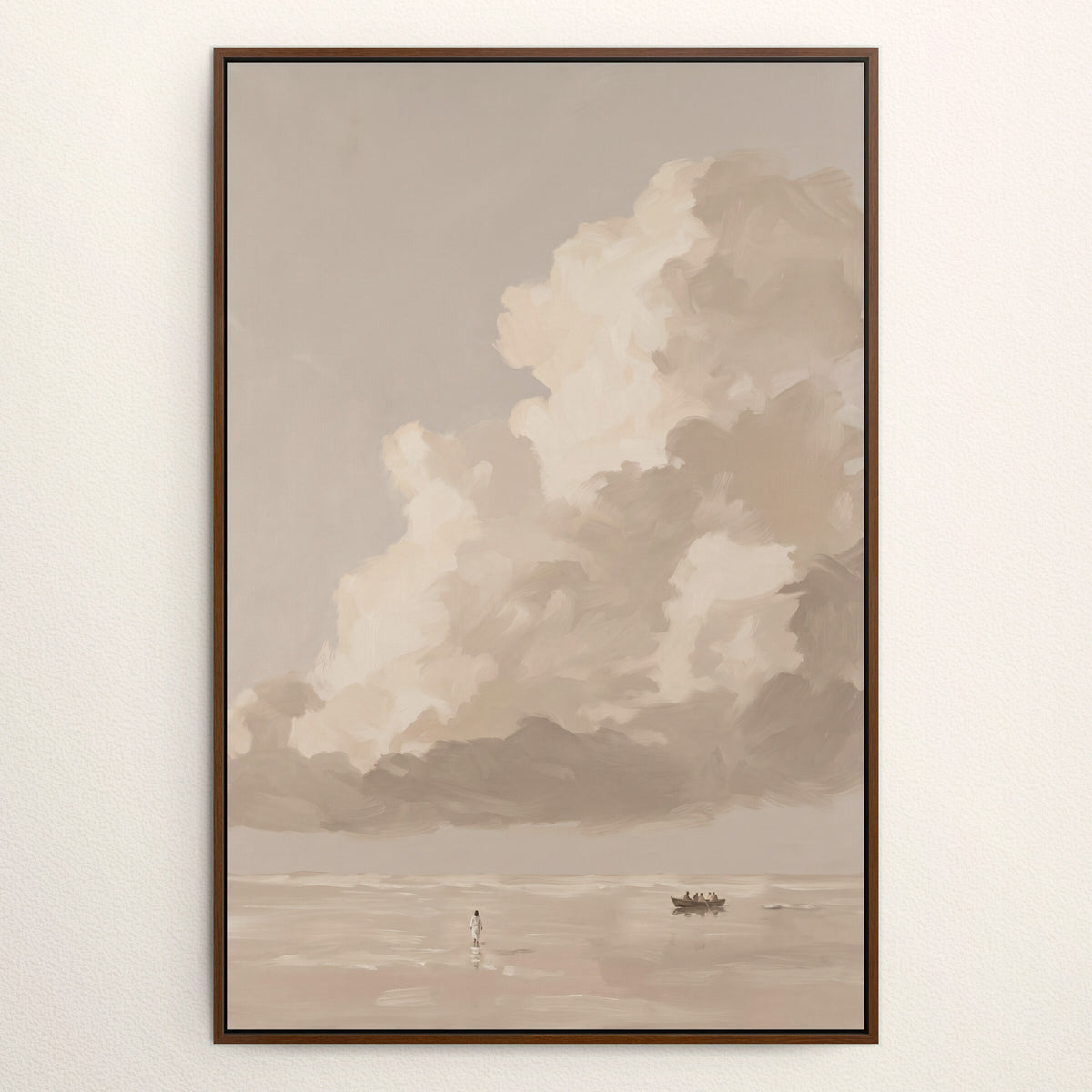 One Cloud Over the Water in a dark brown frame
