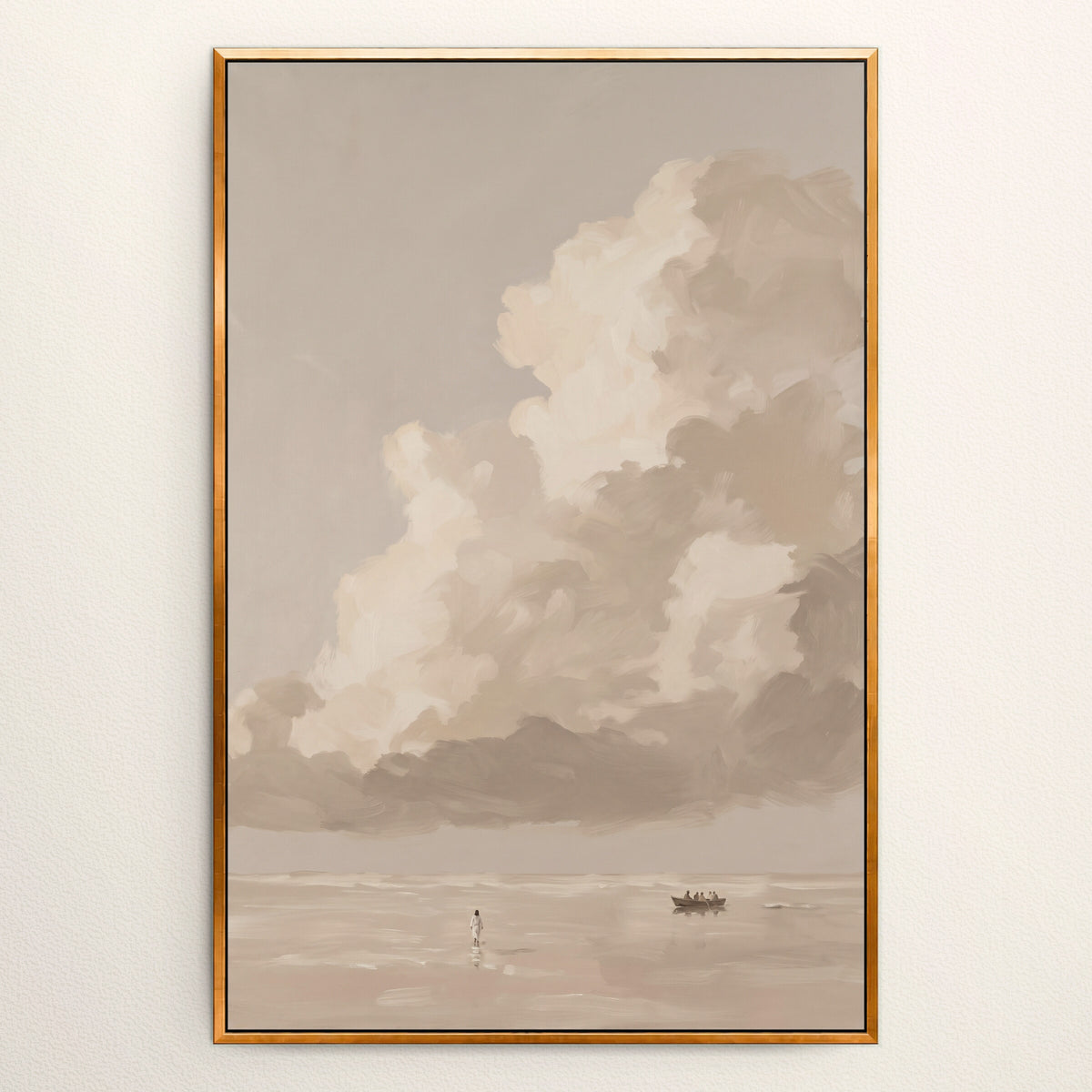 One Cloud Over the Water wall art in a Gold floating frame