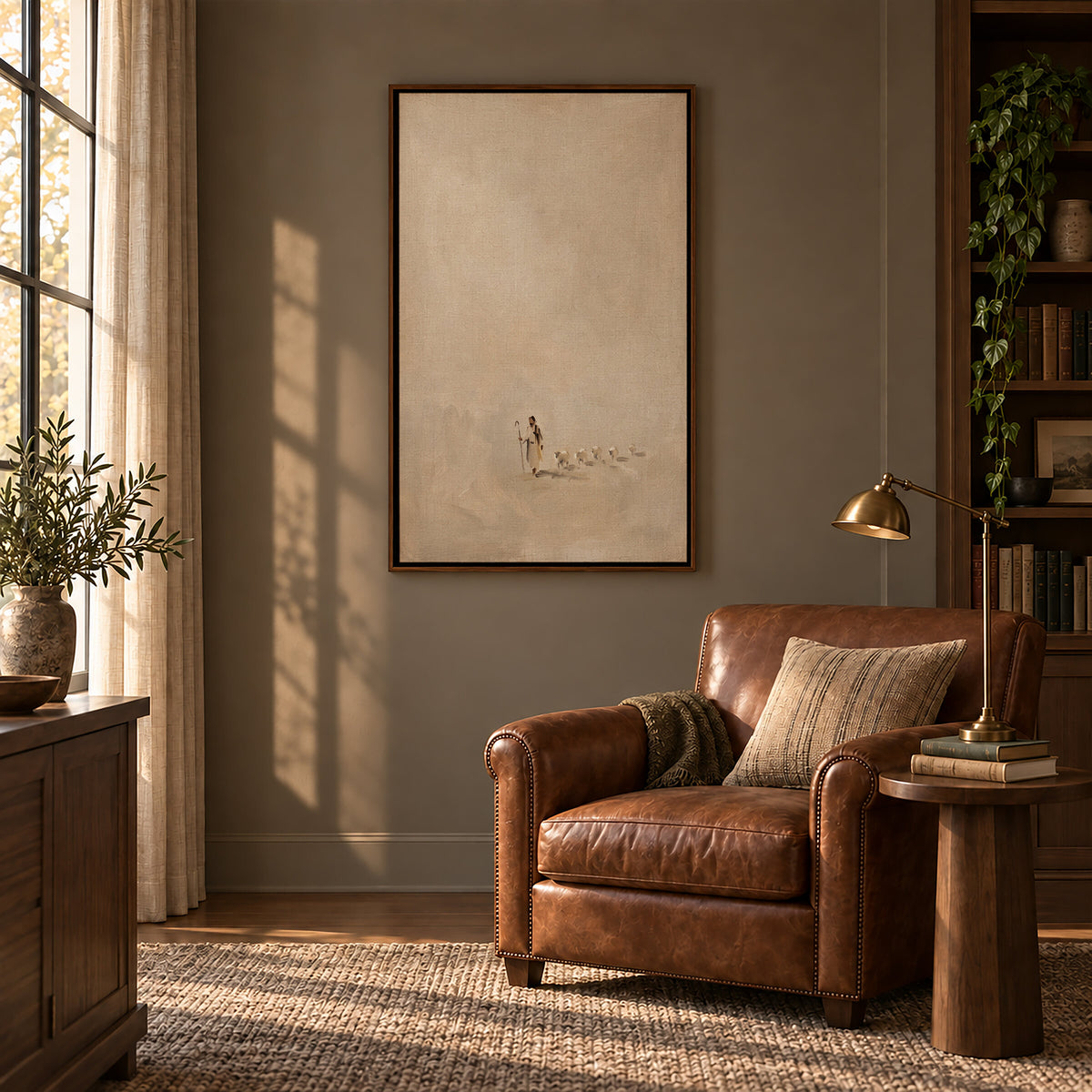 Shepherd and Flock in Mist wall art