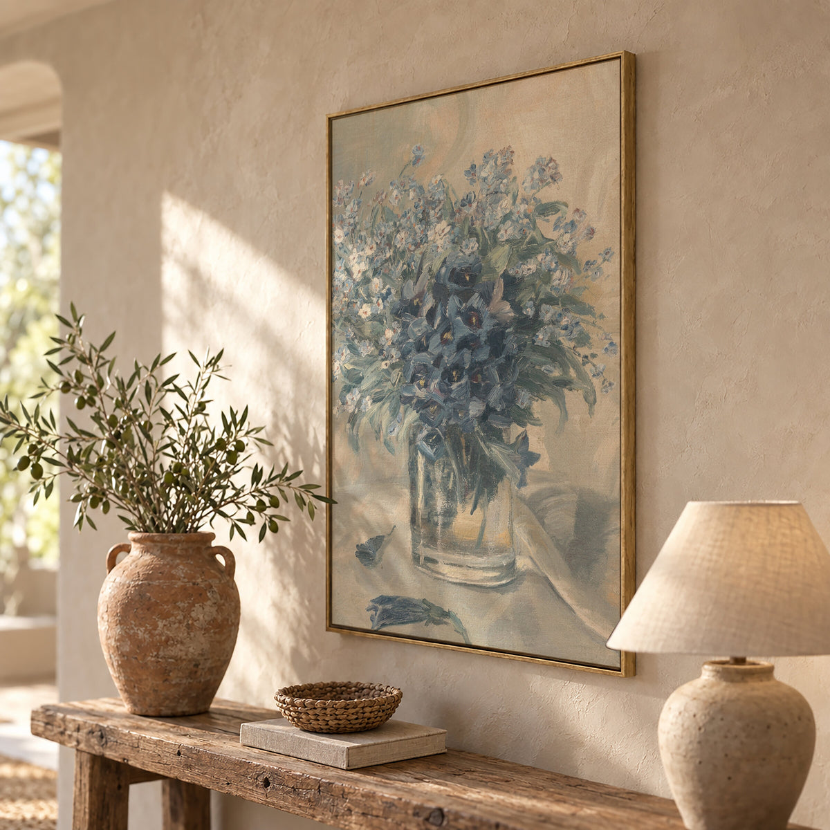 Blue Bouquet in Glass wall art