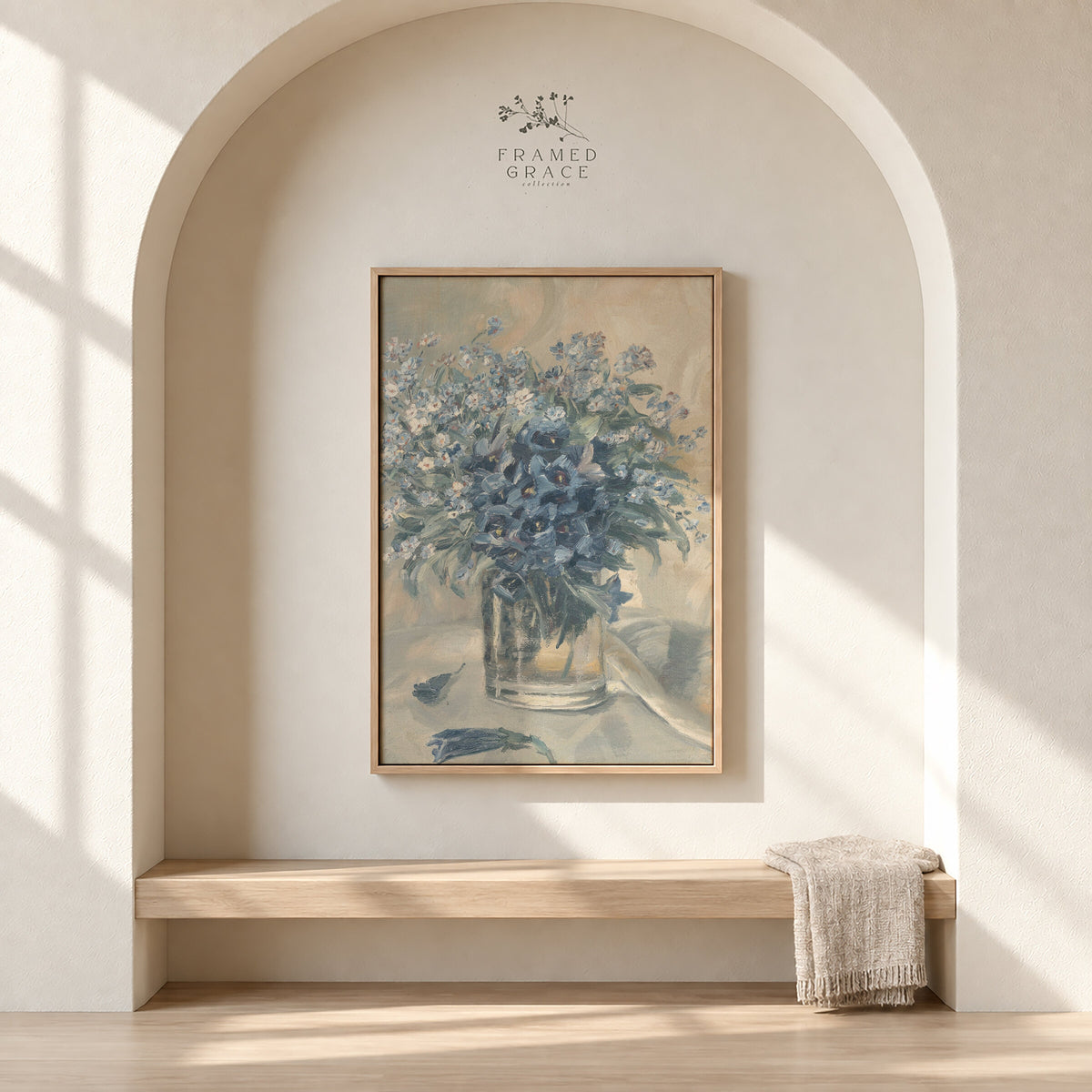Blue Bouquet in Glass wall art