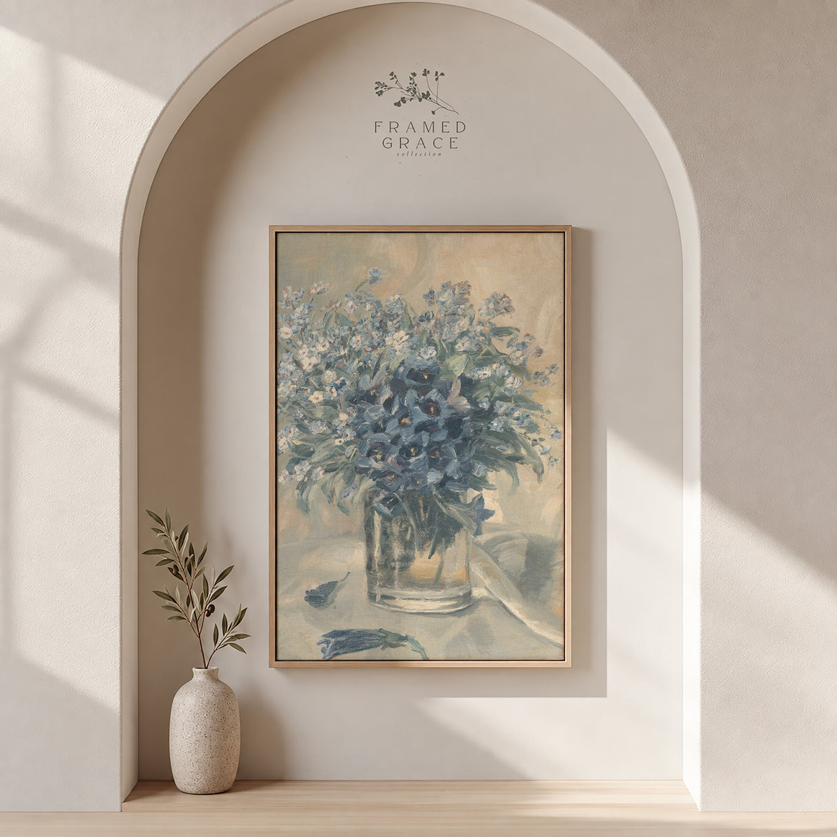 Blue Bouquet in Glass wall art