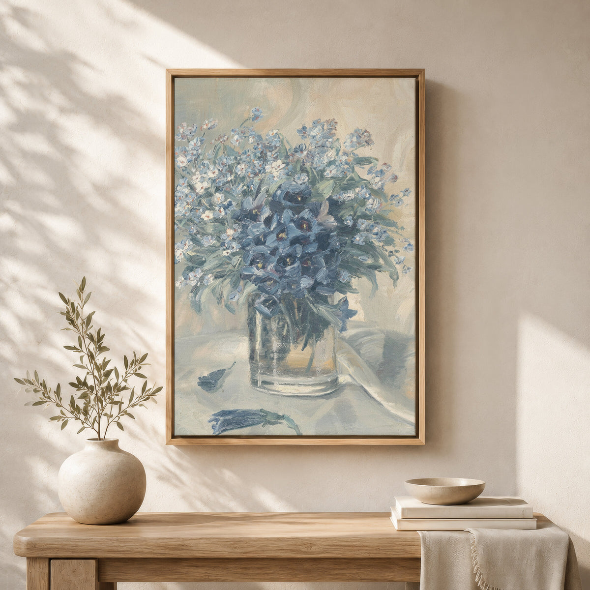 Blue Bouquet in Glass wall art
