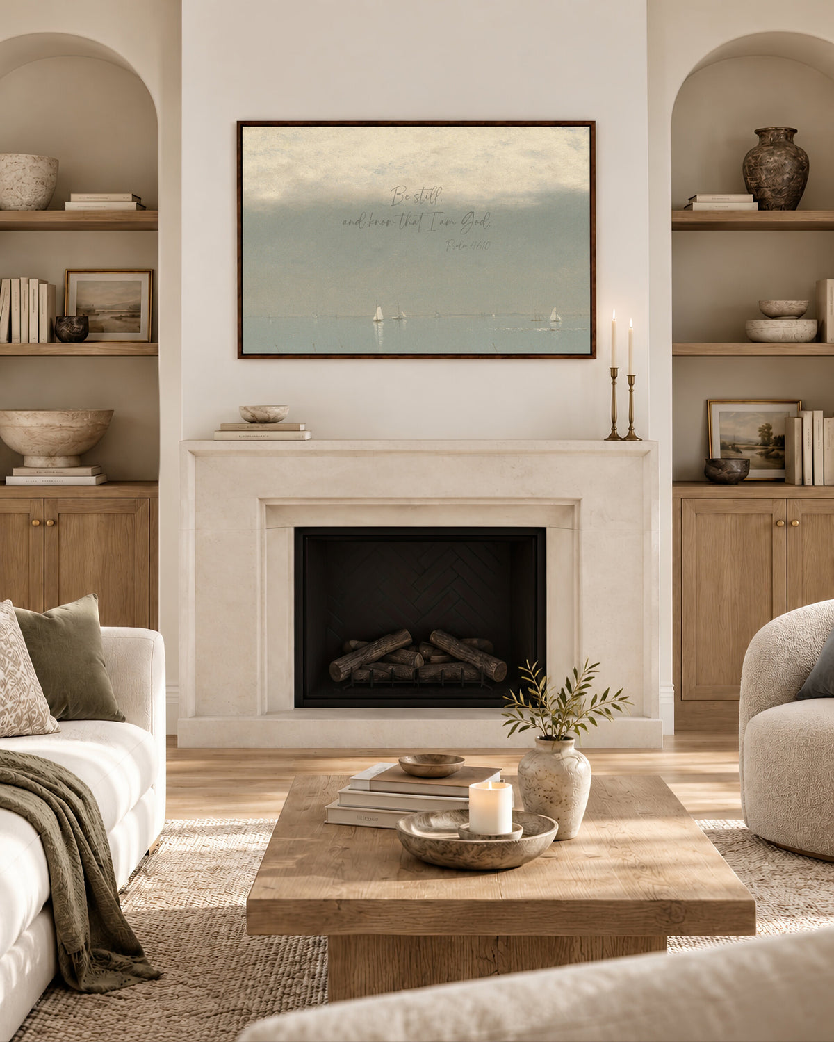 Calm Sea and Sailboats wall art