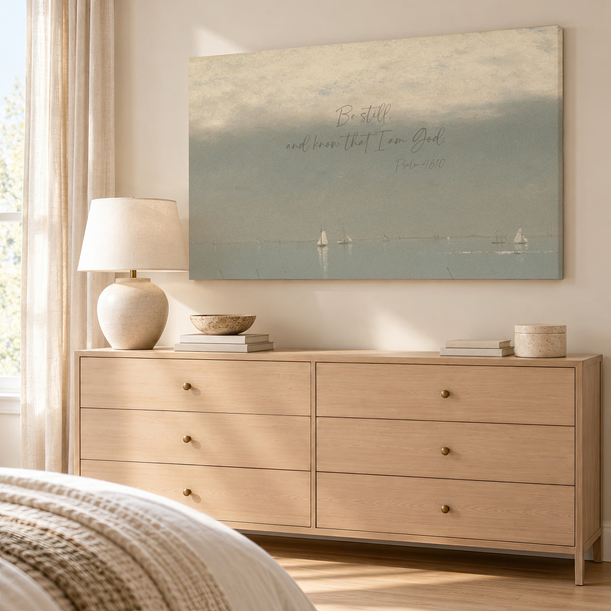 Calm Sea and Sailboats wall art