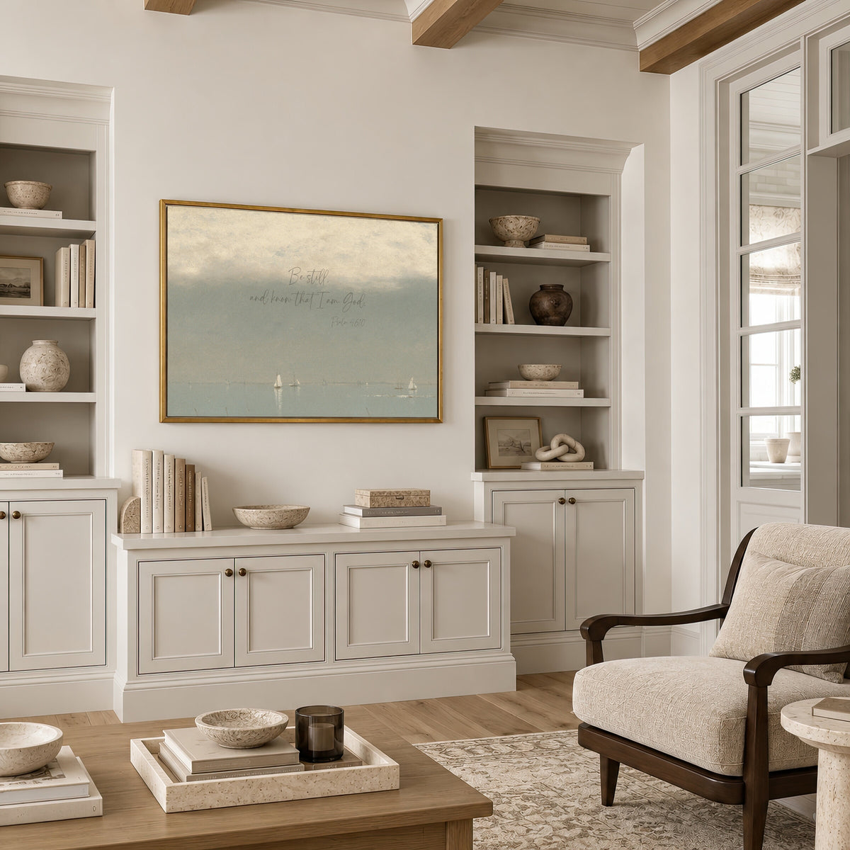 Calm Sea and Sailboats wall art