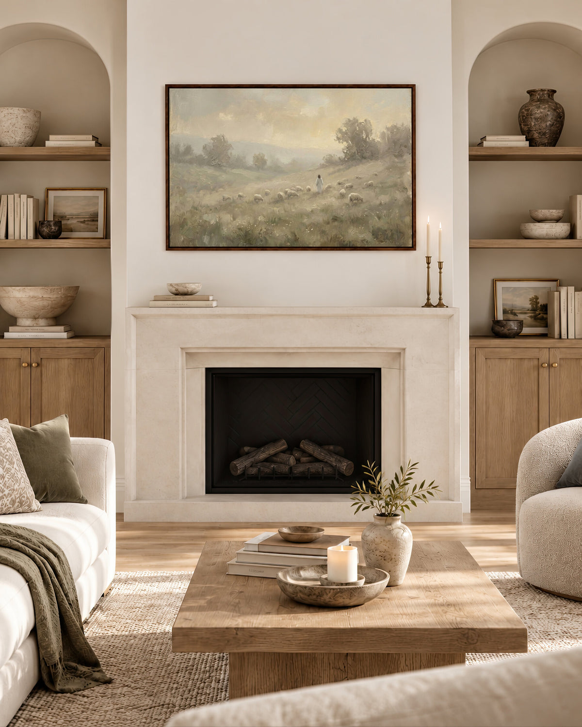 Hillside Flock Far wall art
