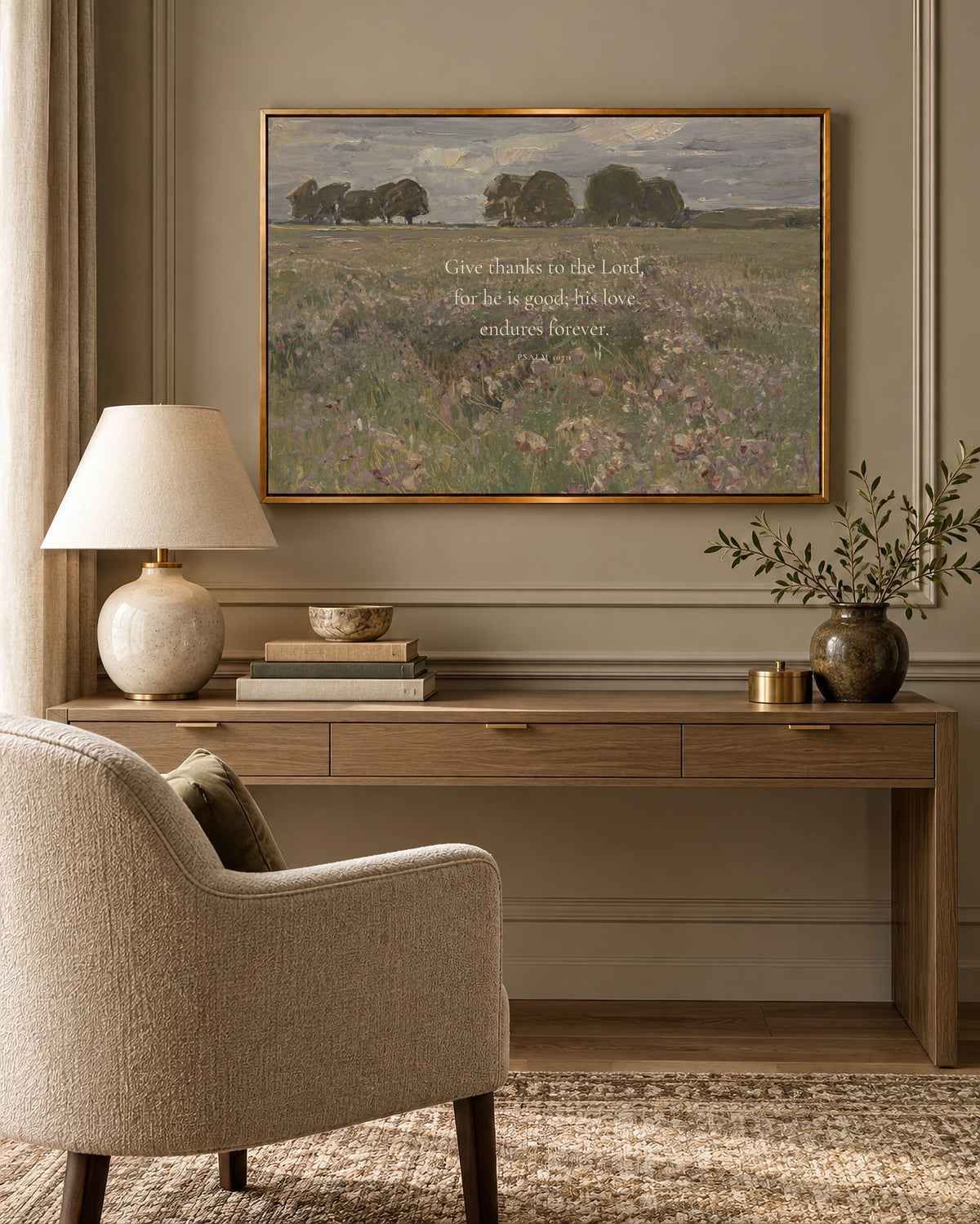 His Love Endures Ivory wall art