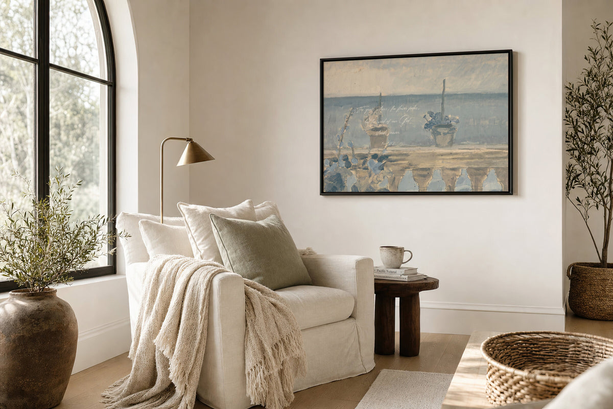 Blue Balcony Flower Pots wall art