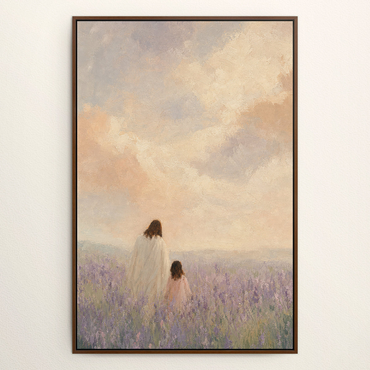 Jesus and Little Girl in Lavender Field wall art