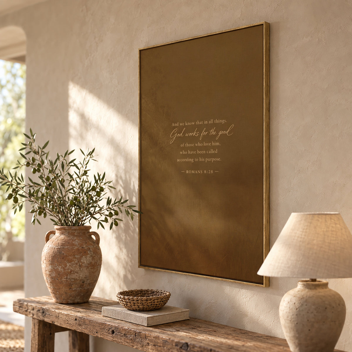 God Works for the Good — Romans 8:28 wall art