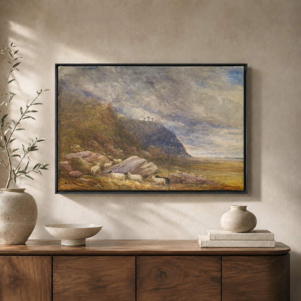 Three Crosses Above the Flock wall art