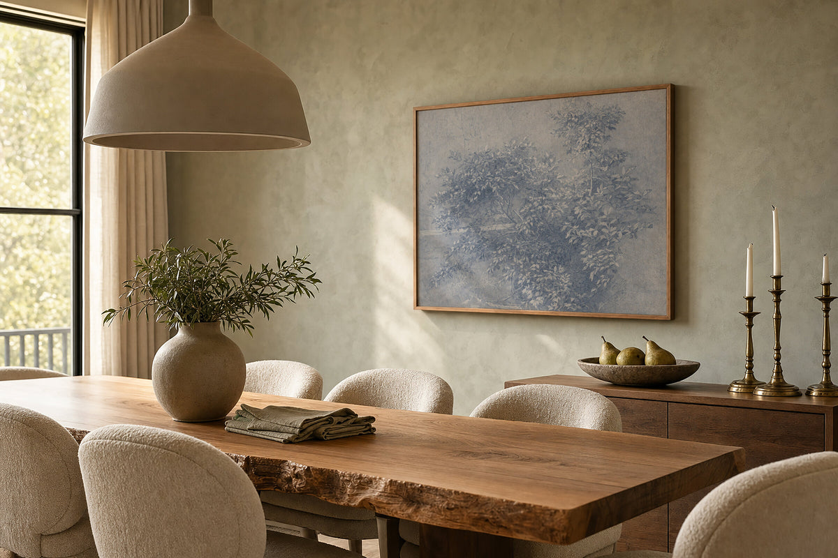 Blue Toile Branches wall art