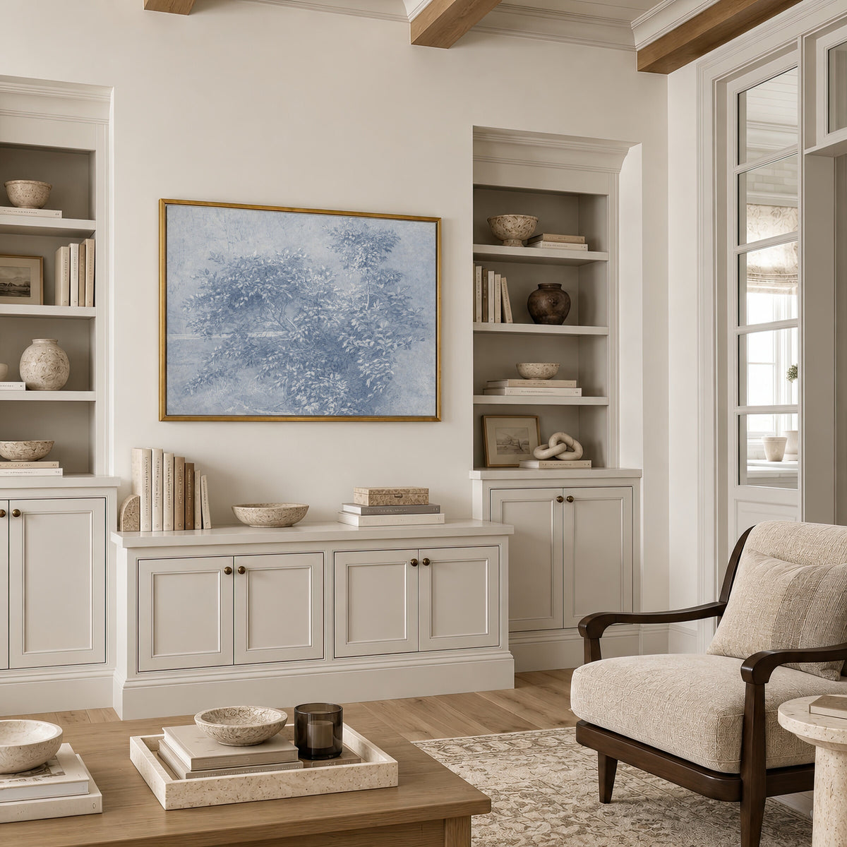 Blue Toile Branches wall art