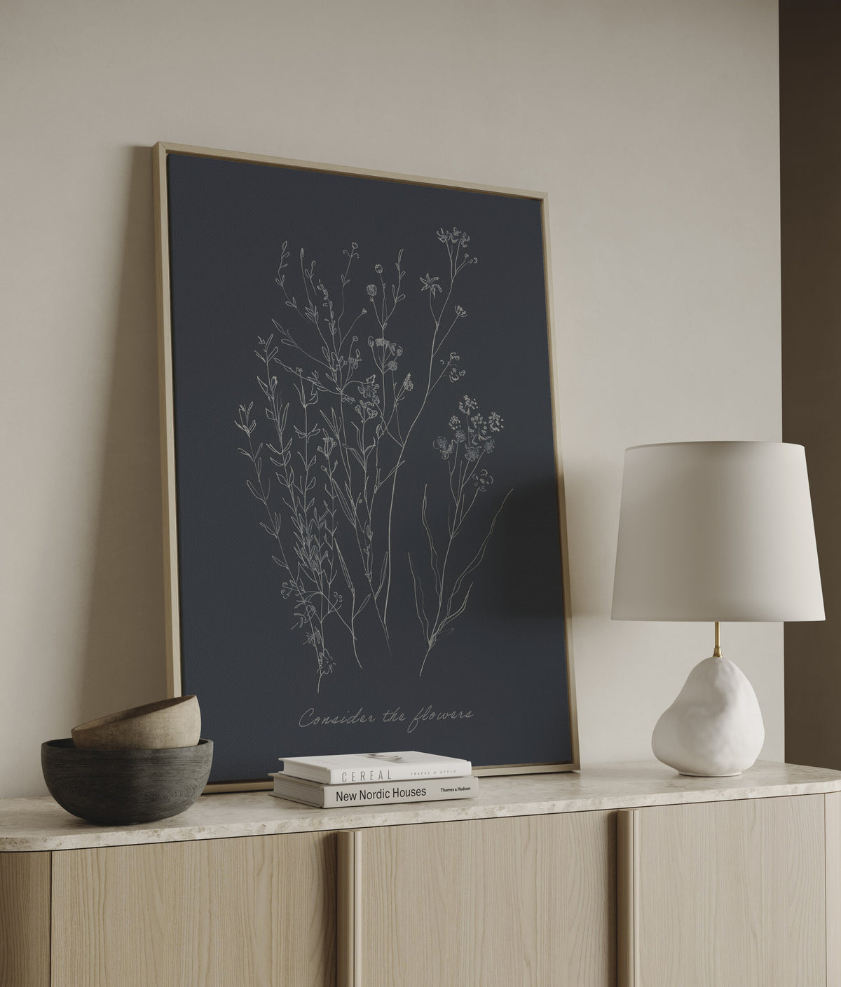 Consider the Flowers — Charcoal Botanical wall art
