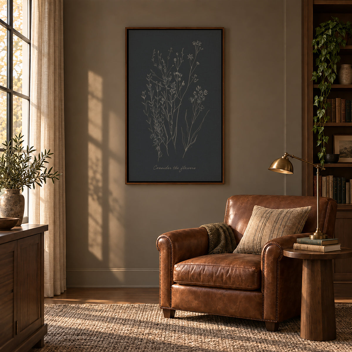 Consider the Flowers — Charcoal Botanical wall art