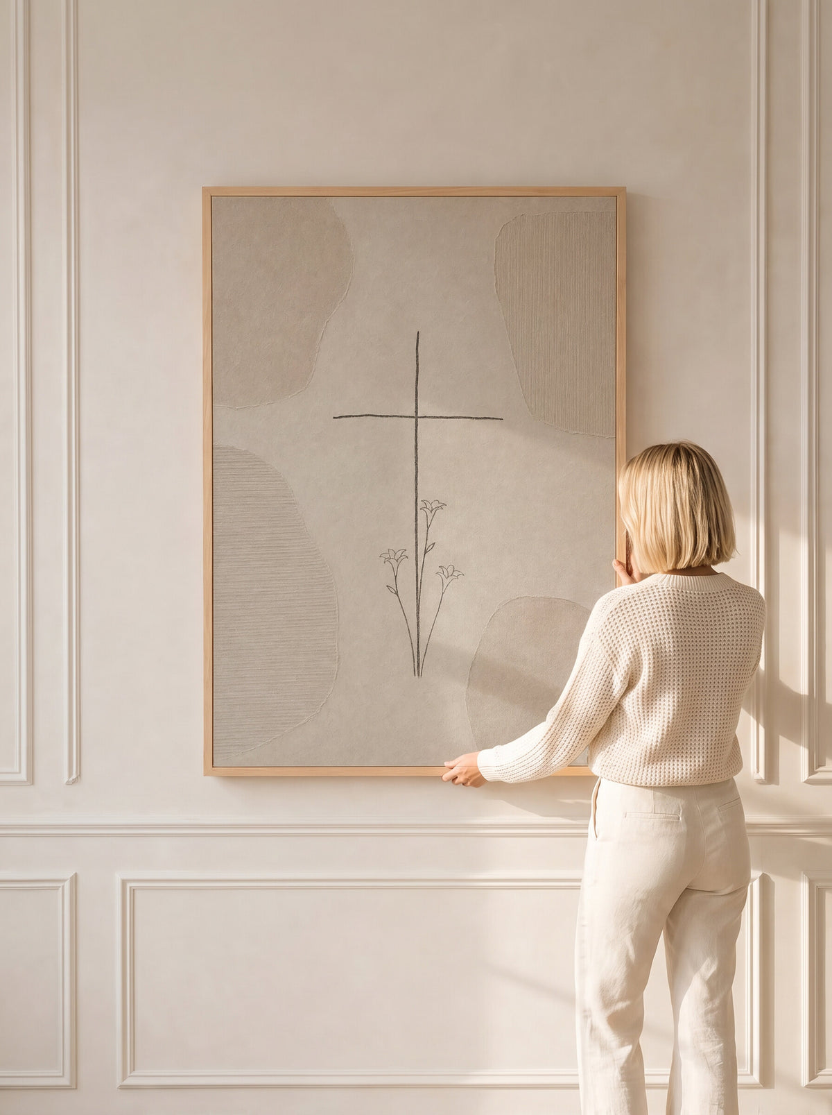 Minimalist Cross Lilies Sketch wall art