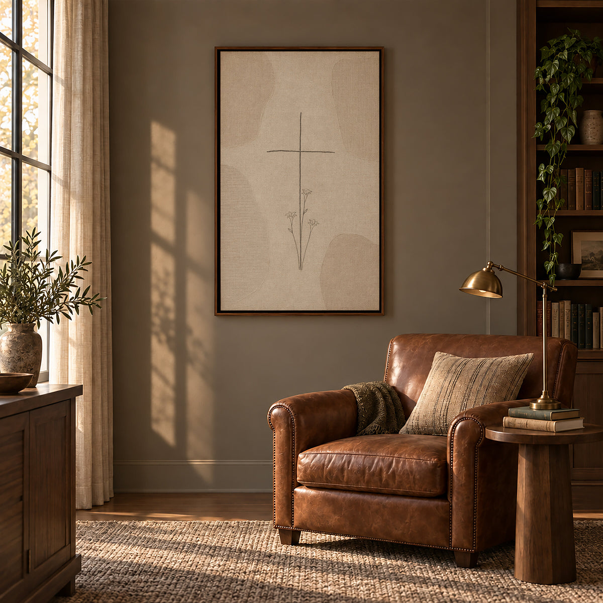 Minimalist Cross Lilies Sketch wall art