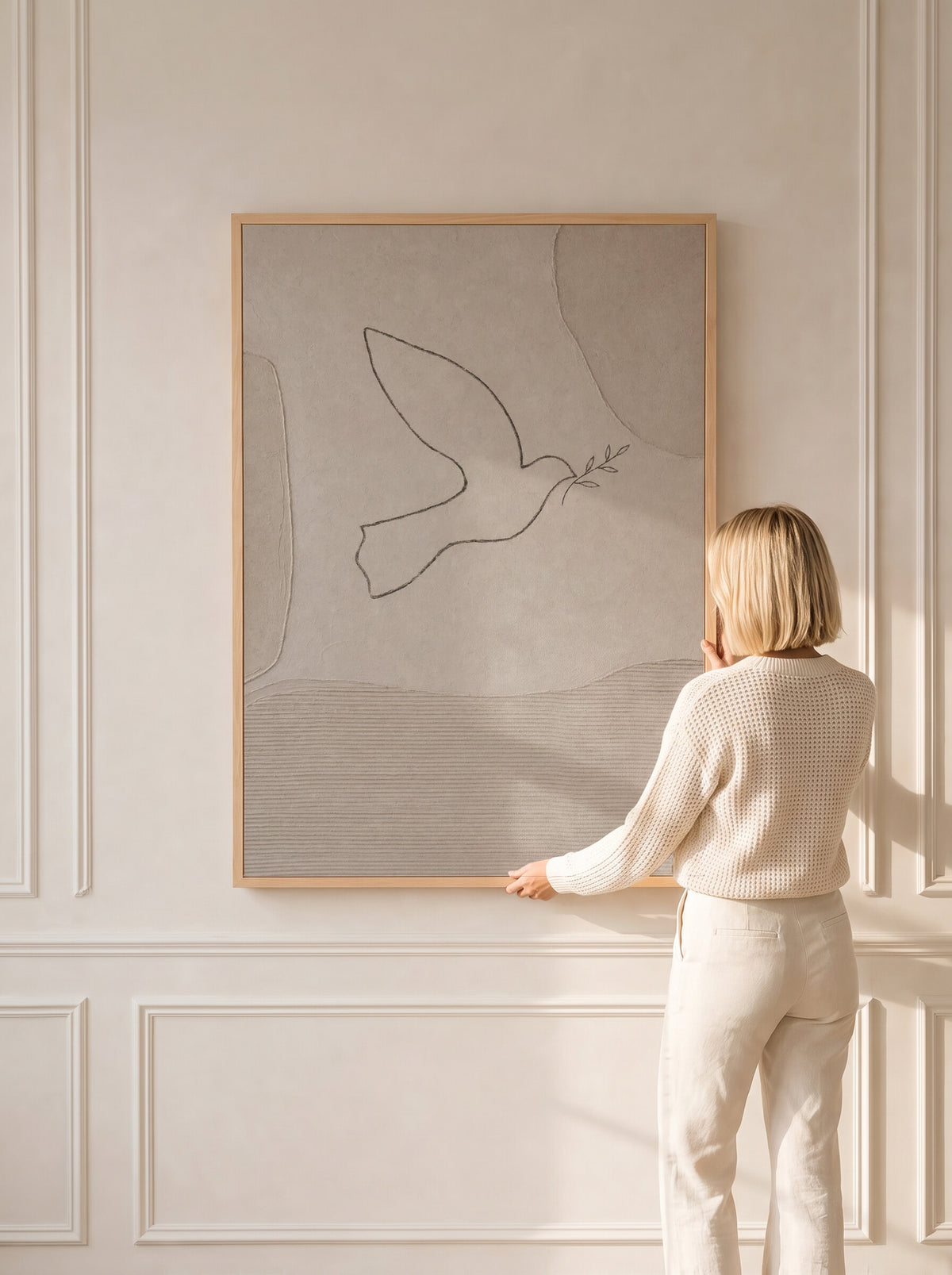 Dove With Olive Branch Line Art wall art