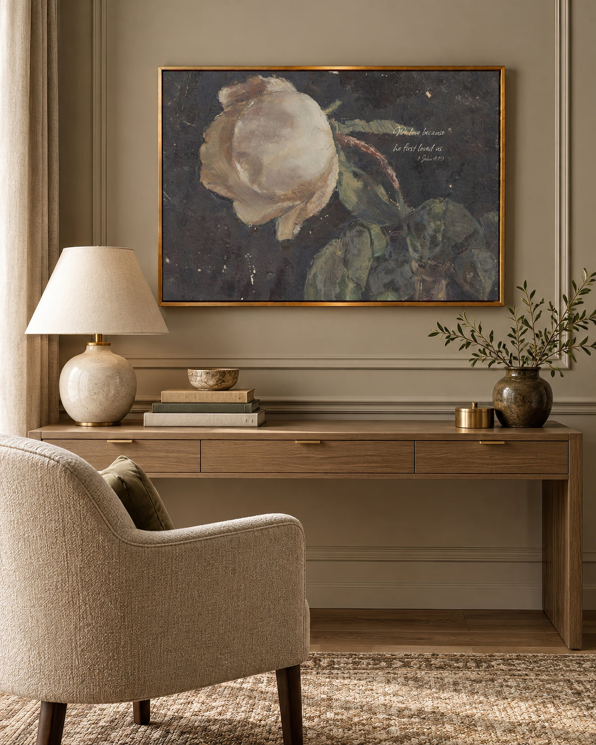 Because He First Loved Us Ivory wall art