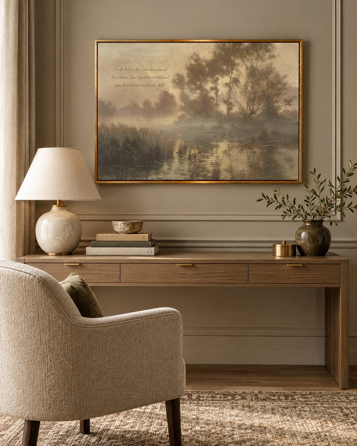 Golden Trees around a Pond wall art
