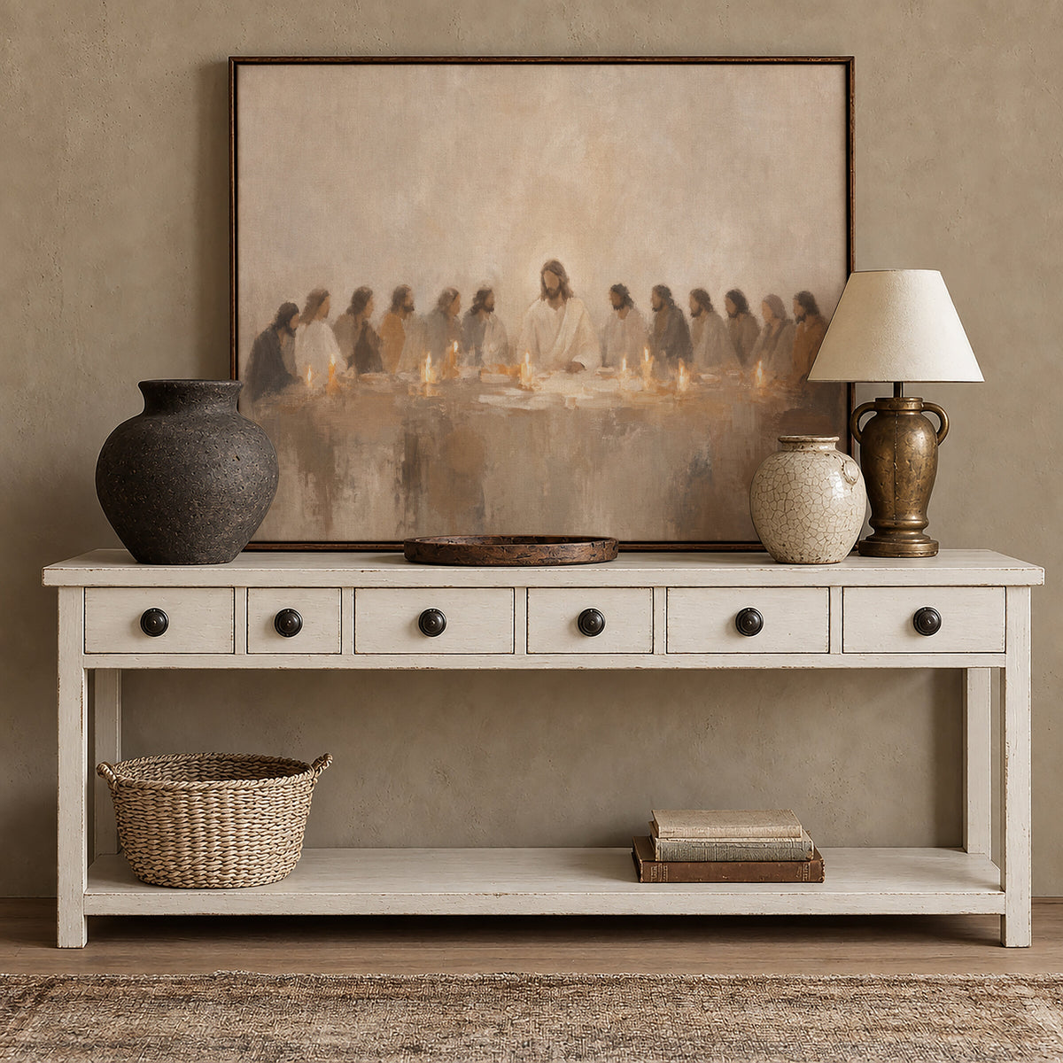 Last Supper Stone Neutral wall art