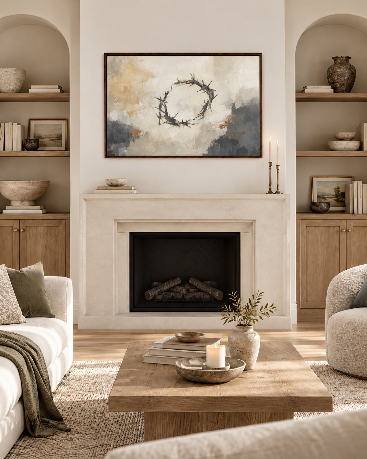 Crown of Thorns Grey Abstract wall art