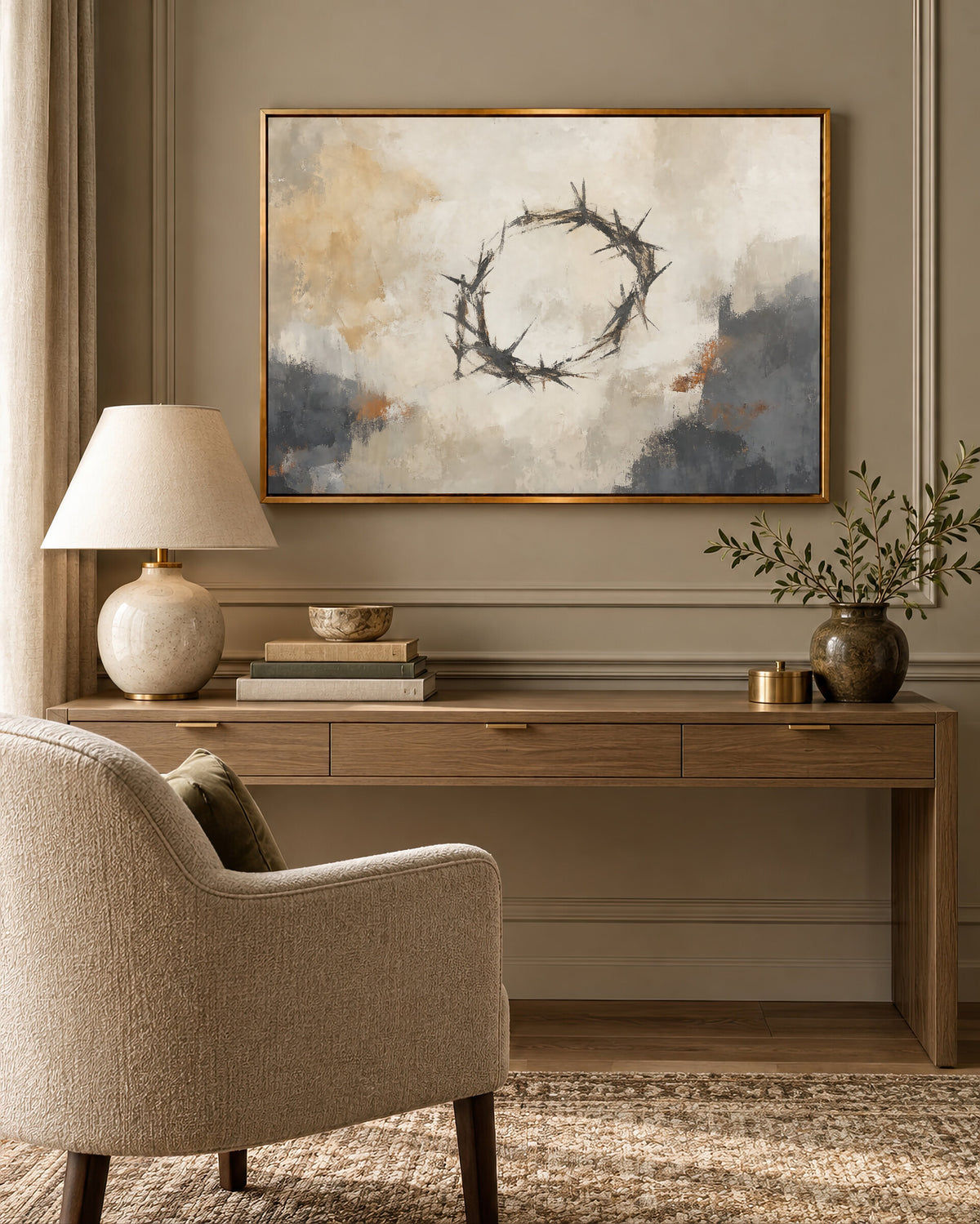 Crown of Thorns Grey Abstract wall art