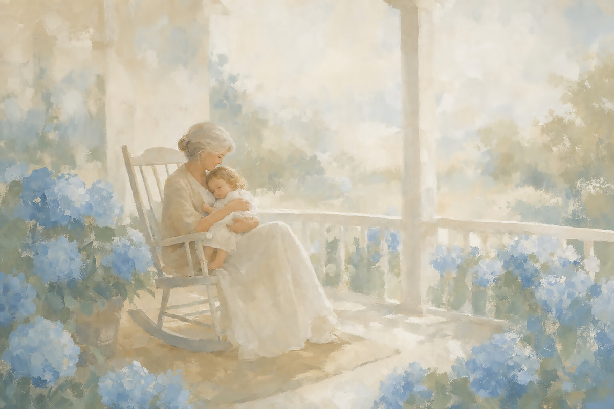 Porch Rocker and Hydrangeas artwork