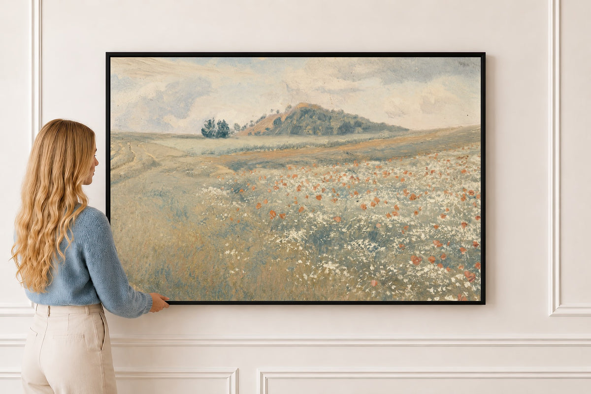 Wildflower Field — Matthew 6:28 in a black frame