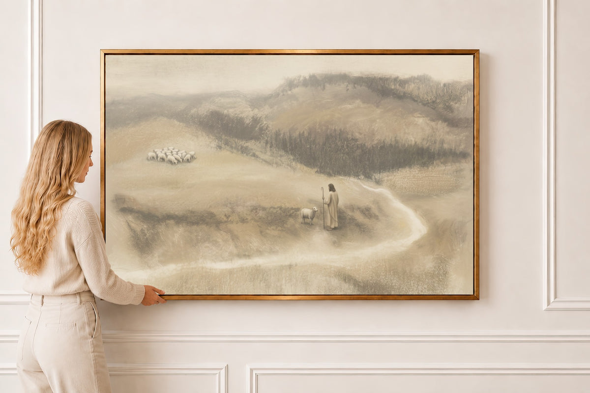 Be Still, Degas Pastel Hills — Psalm 46:10 in a gold frame