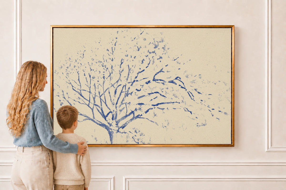 Blossom Tree Toile — Scripture Wall Art in a gold frame